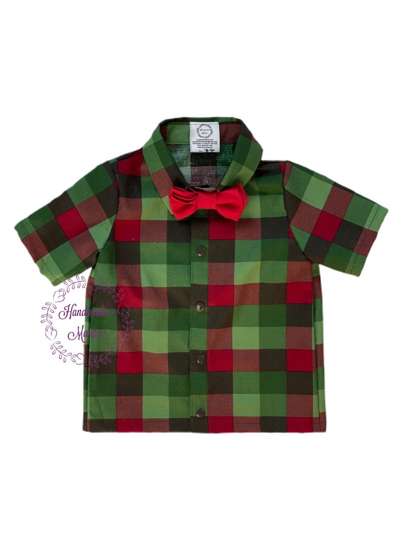 Christmas Plaid Button Up & Bow Tie