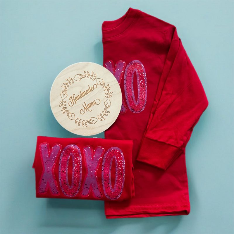 Faux Glitter XOXO Toddler Red Long Sleeve