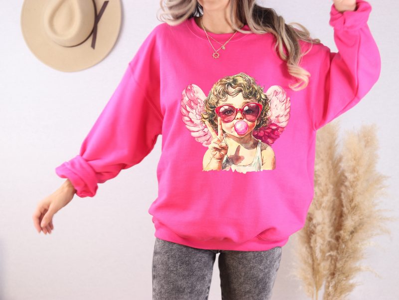 Bubblegum Retro Cupid Pressed Apparel - Image 2