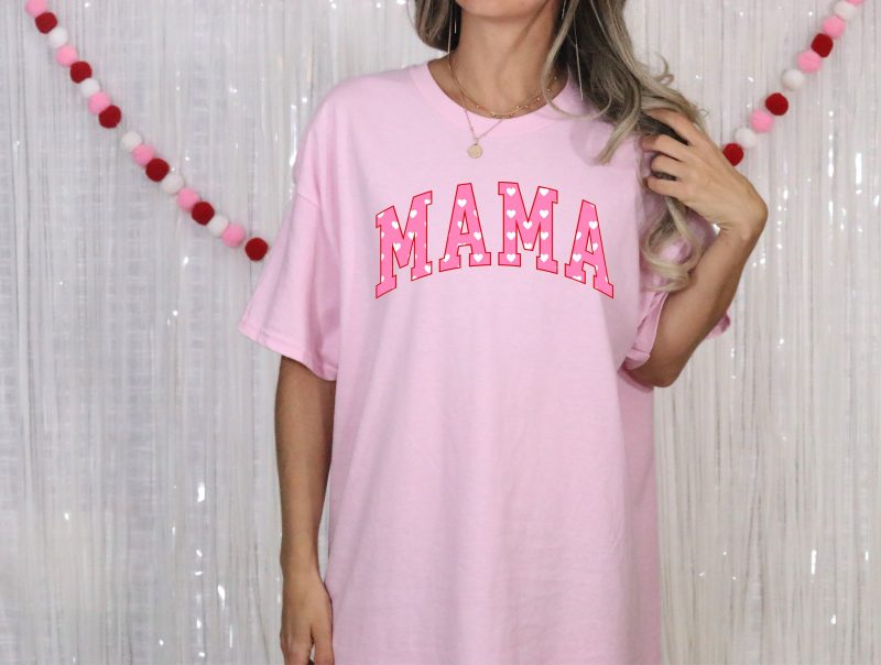 Pink Heart Mama Pressed Apparel