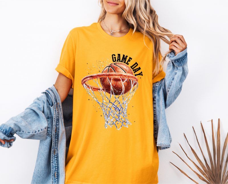 Game Day Basketball Hoop Pressed Apparel