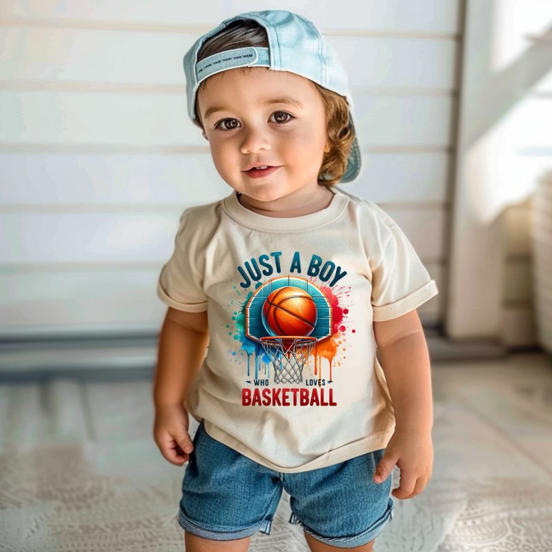 Just A Boy Who Loves Basketball Pressed Apparel