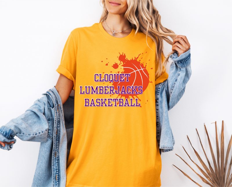 Cloquet Lumberjacks Splatter Basketball Pressed Apparel