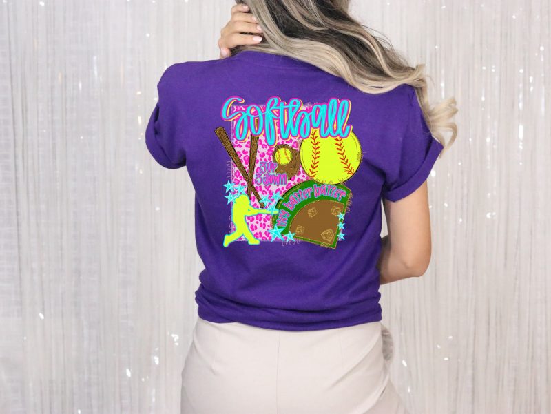 Girly Cheetah Softball Pressed Apparel