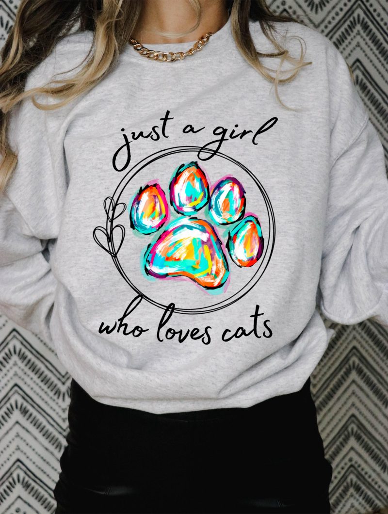 Just a Girl Who Loves Cats Pressed Apparel