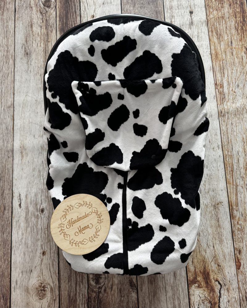 Black Cow Print Infant Car Seat Cover