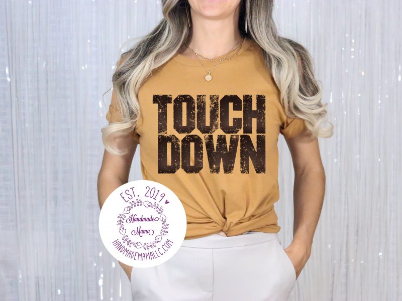 Brown Distressed Touchdown Pressed Design Apparel