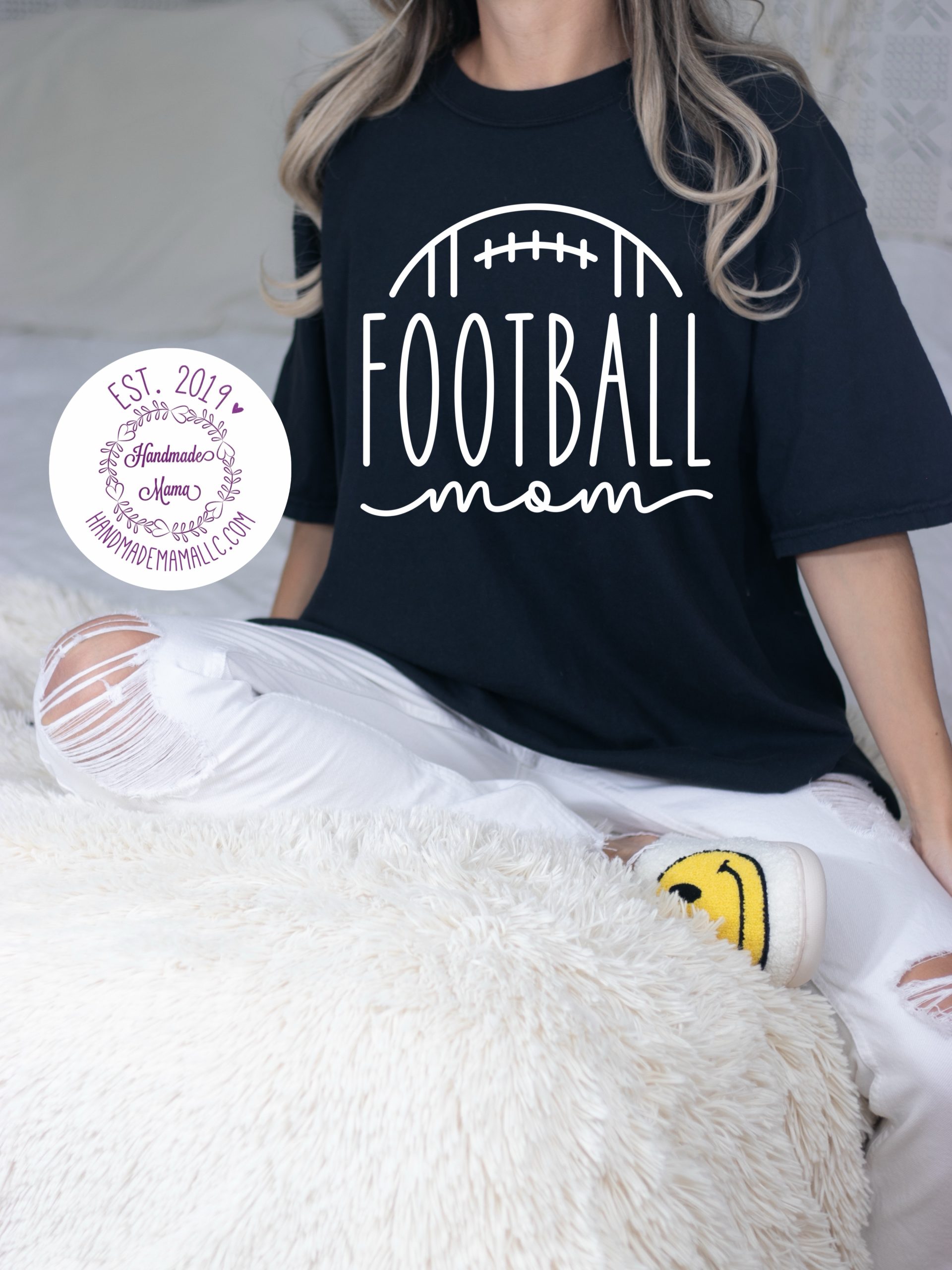 White Football Mom Pressed Design Apparel