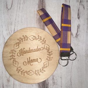 Plain Purple Gold Plaid Keychain