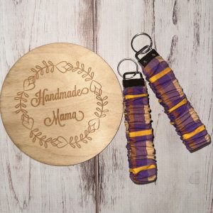 Scrunchie Purple Gold Plaid Keychain