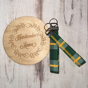 Plain Green Gold Plaid Keychain