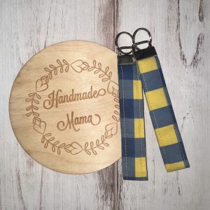 Plain Blue Gold Plaid Keychain