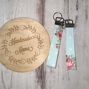 Plain Baby Blue Floral Keychain