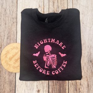 Nightmare Before Coffee Adult Embroidered Crewneck Sweatshirt