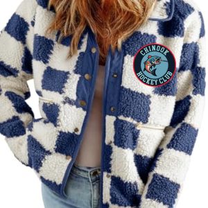 Embroidered Chinook Logo Checkered Navy Jacket