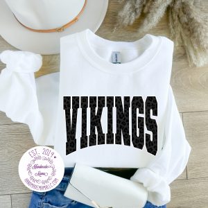 Black Cheetah Vikings Pressed Design Apparel