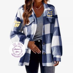 Esko Football Royal Blue Plaid Sherpa Jacket