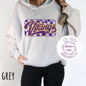 Retro Checkered Vikings Pressed Design Apparel