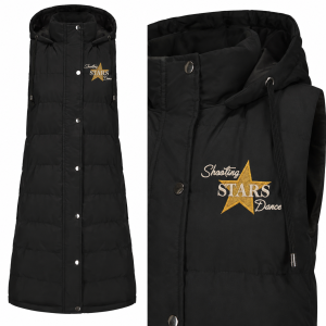 Shooting Stars Dance Hooded Sleeveless Long Cotton-Padded Vest